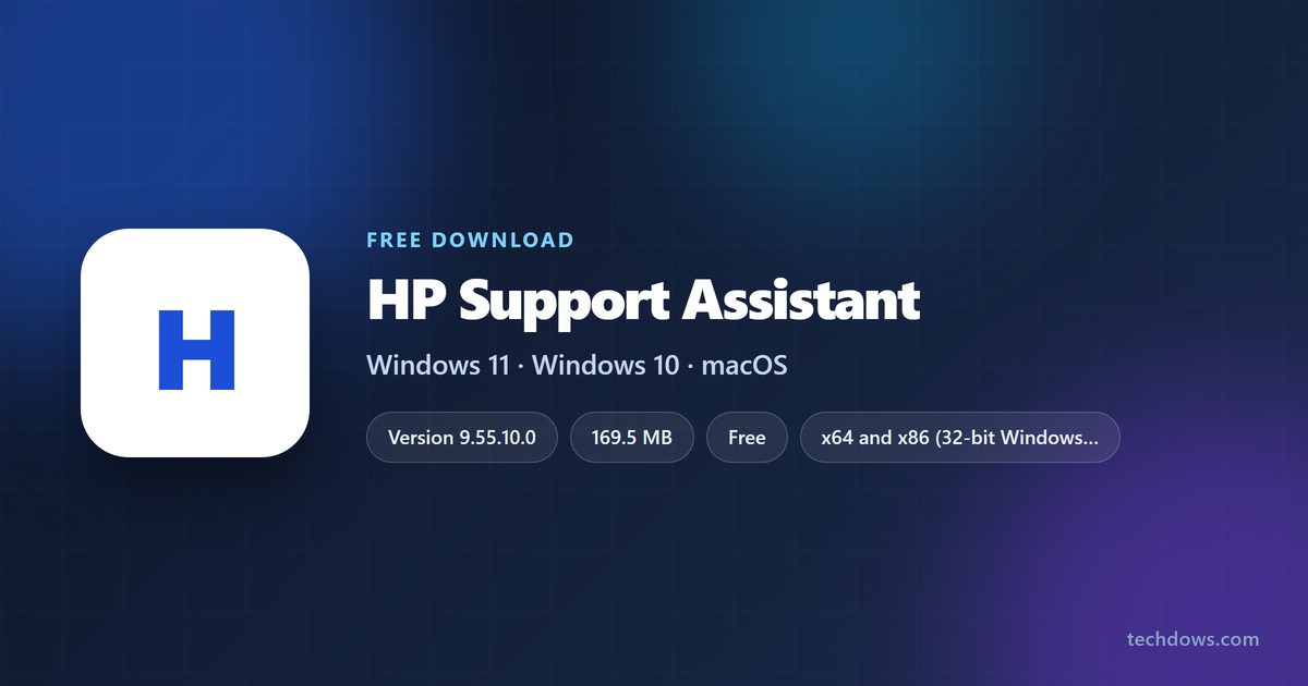 HP Support Assistant version, file size, license and supported Windows releases