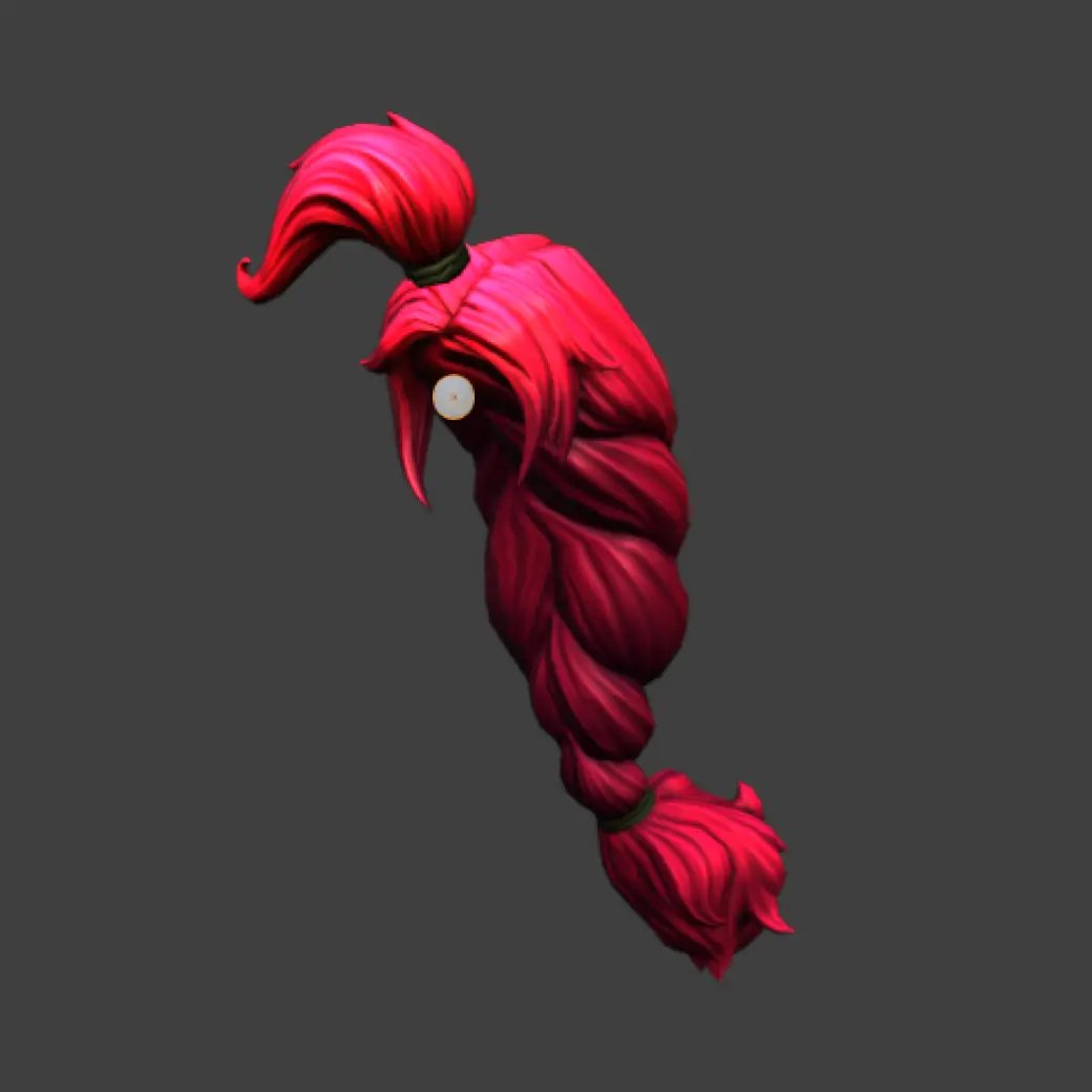 Hair accessory mesh with its head attachment point marked