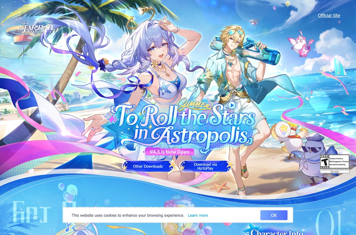 Official Honkai: Star Rail site with the Download via HoYoPlay button