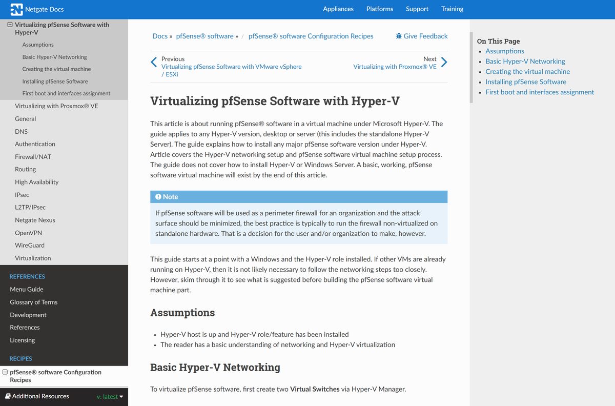 Guide to running pfSense CE in a Hyper-V virtual machine