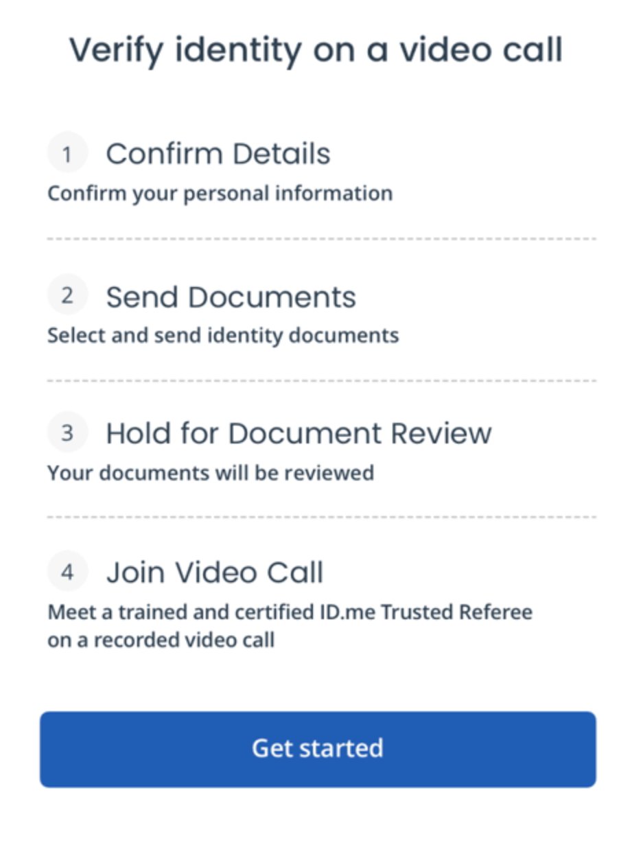 ID.me's four-step process to verify identity on a video call