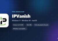 IPVanish logo with Windows and Mac download details