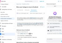 Instagram Help Center page explaining how to share stories to Facebook
