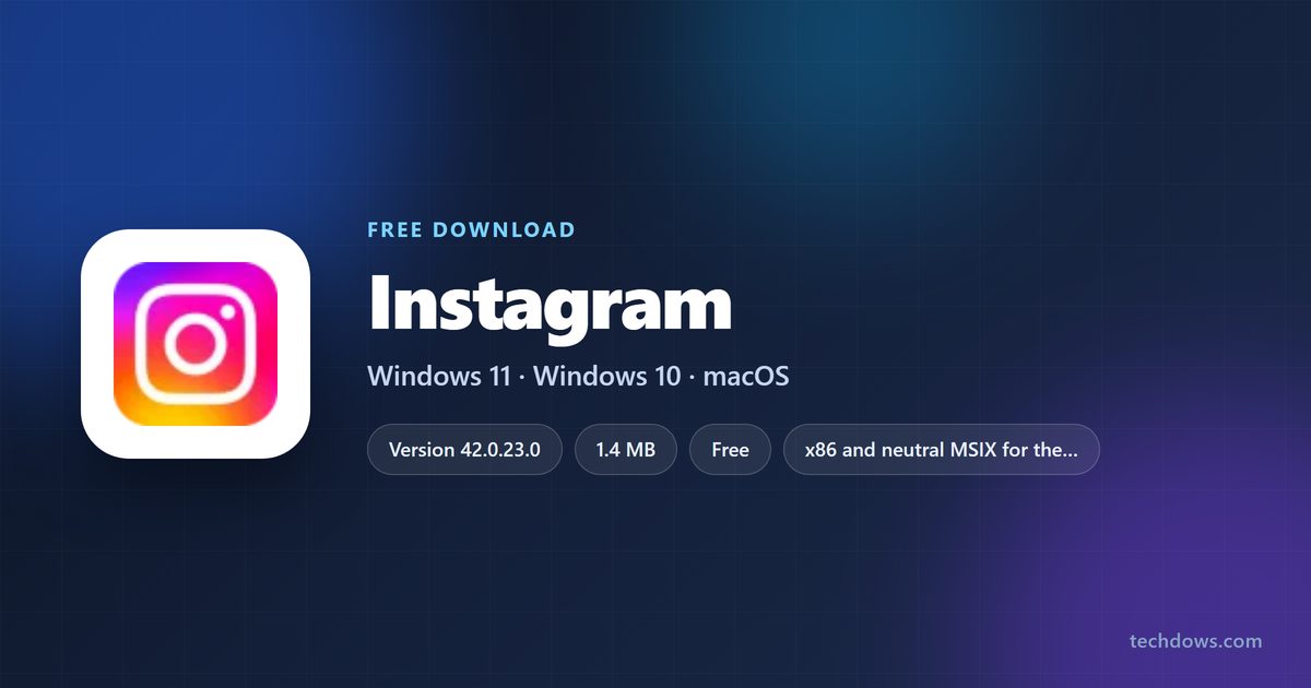 Instagram logo with version, size and supported systems