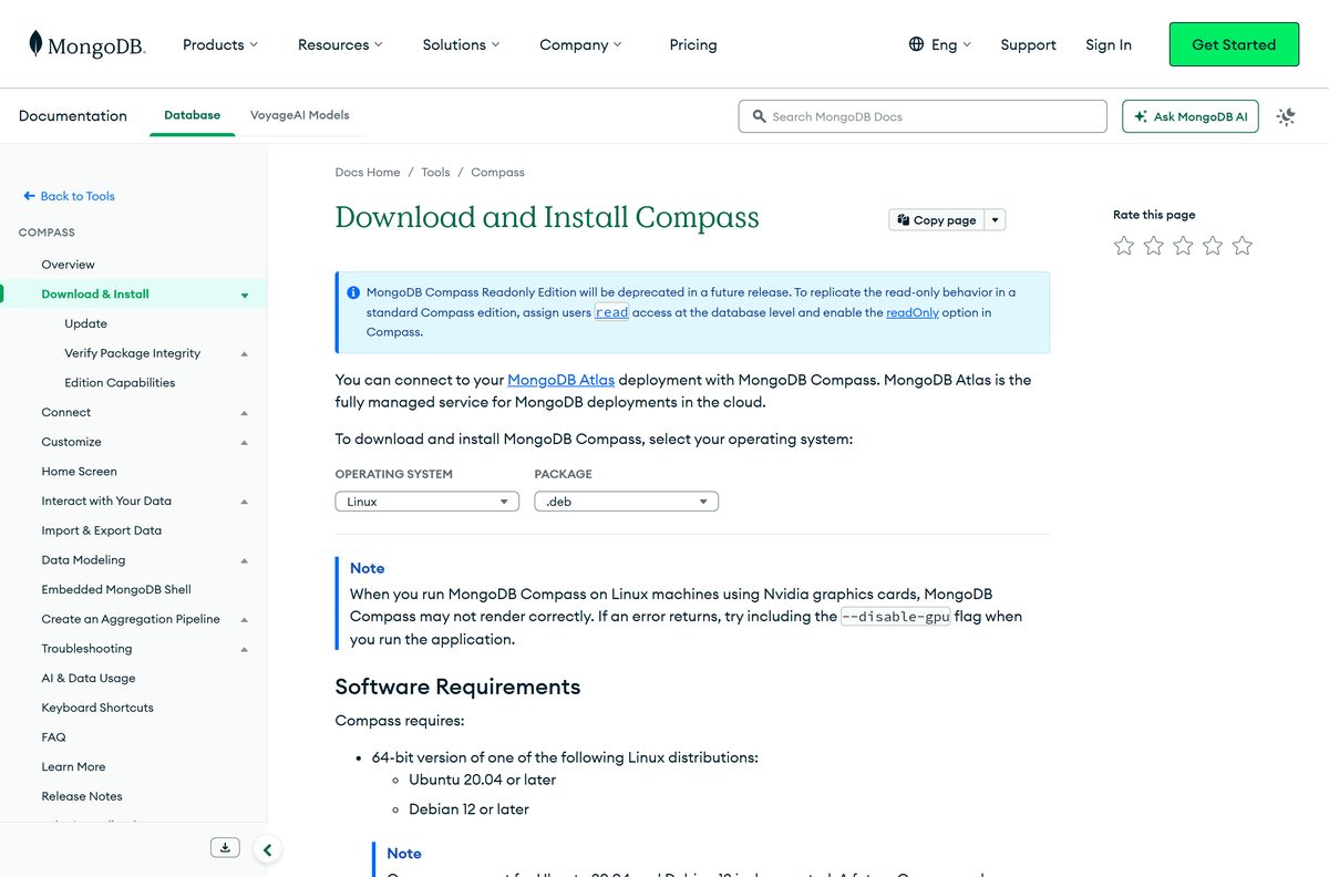 MongoDB Compass install guide with Windows software requirements
