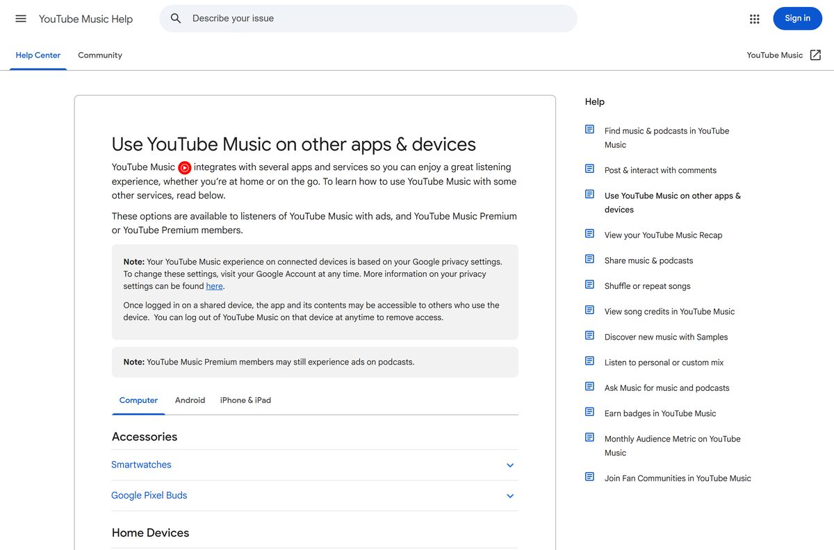 Google help page with the Chrome web app install steps