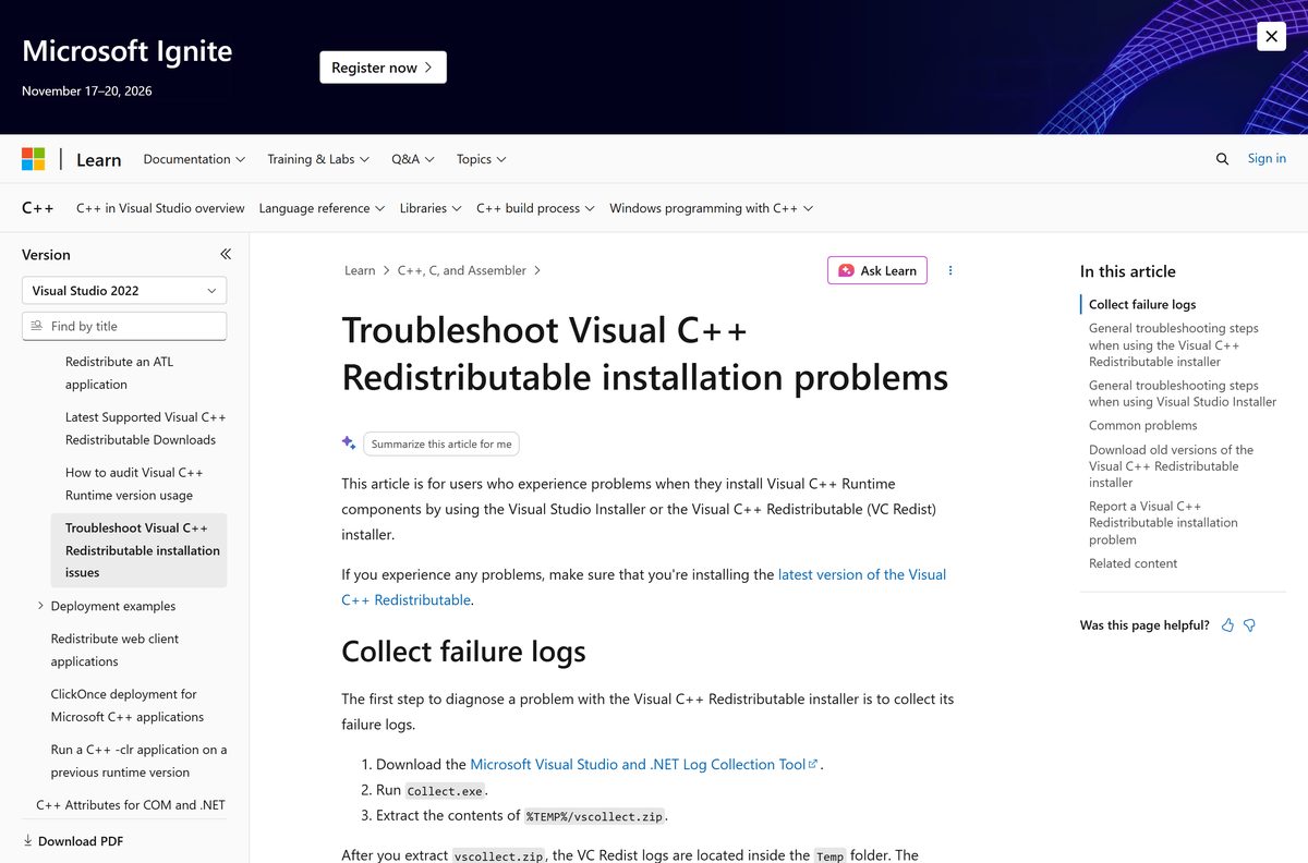 Microsoft troubleshooting guide listing setup return codes and fixes
