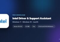 Intel Driver & Support Assistant card with version, size and Windows support