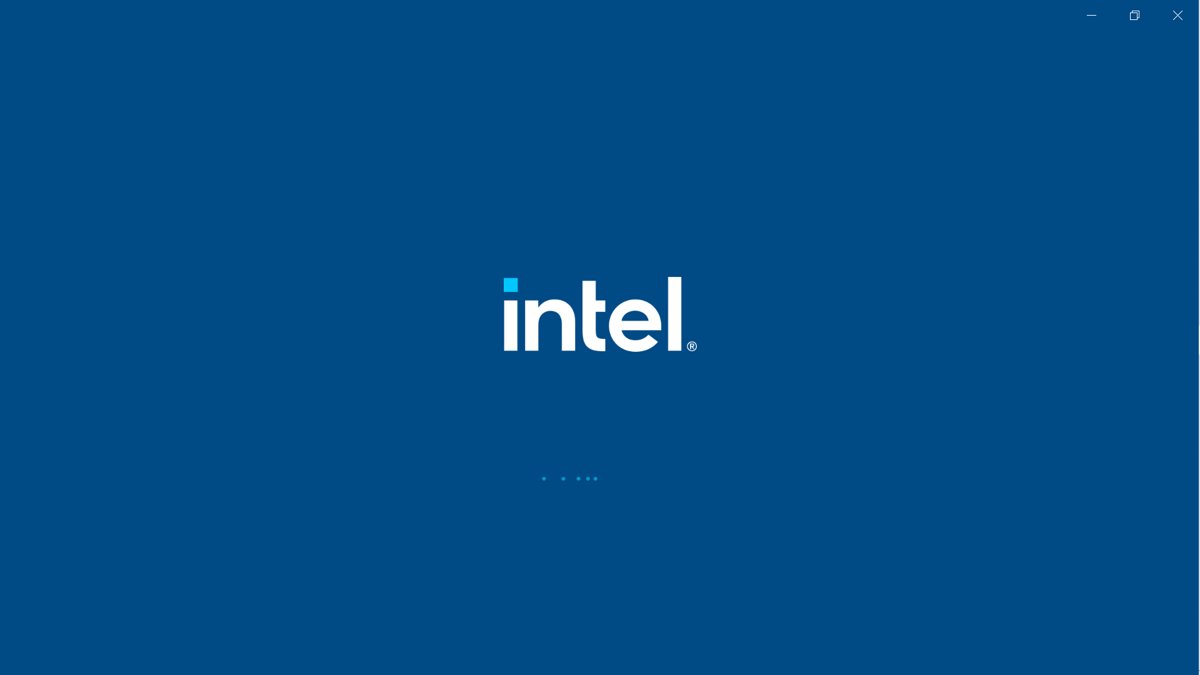 Intel Graphics Command Center splash screen with loading dots