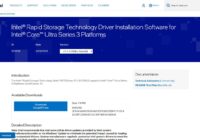 Intel Rapid Storage Technology download page for Core Ultra Series 3