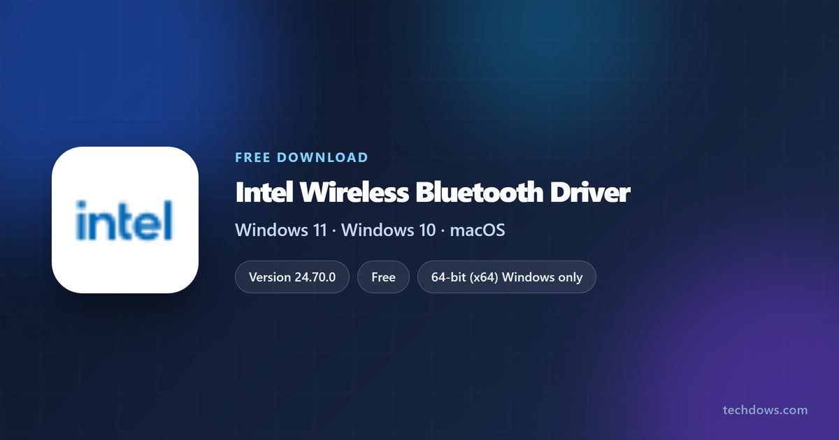 Intel Wireless Bluetooth driver card with version and Windows support