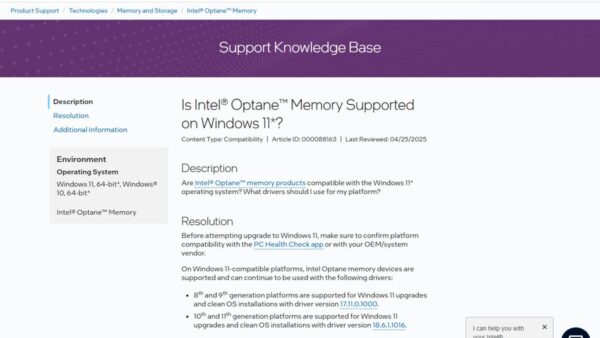 How to enable intel optane memory in Windows 11