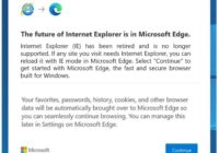 Internet Explorer to Microsoft Edge redirect message with a Continue button