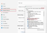 Internet Properties dialog open on the Advanced tab over Windows Settings