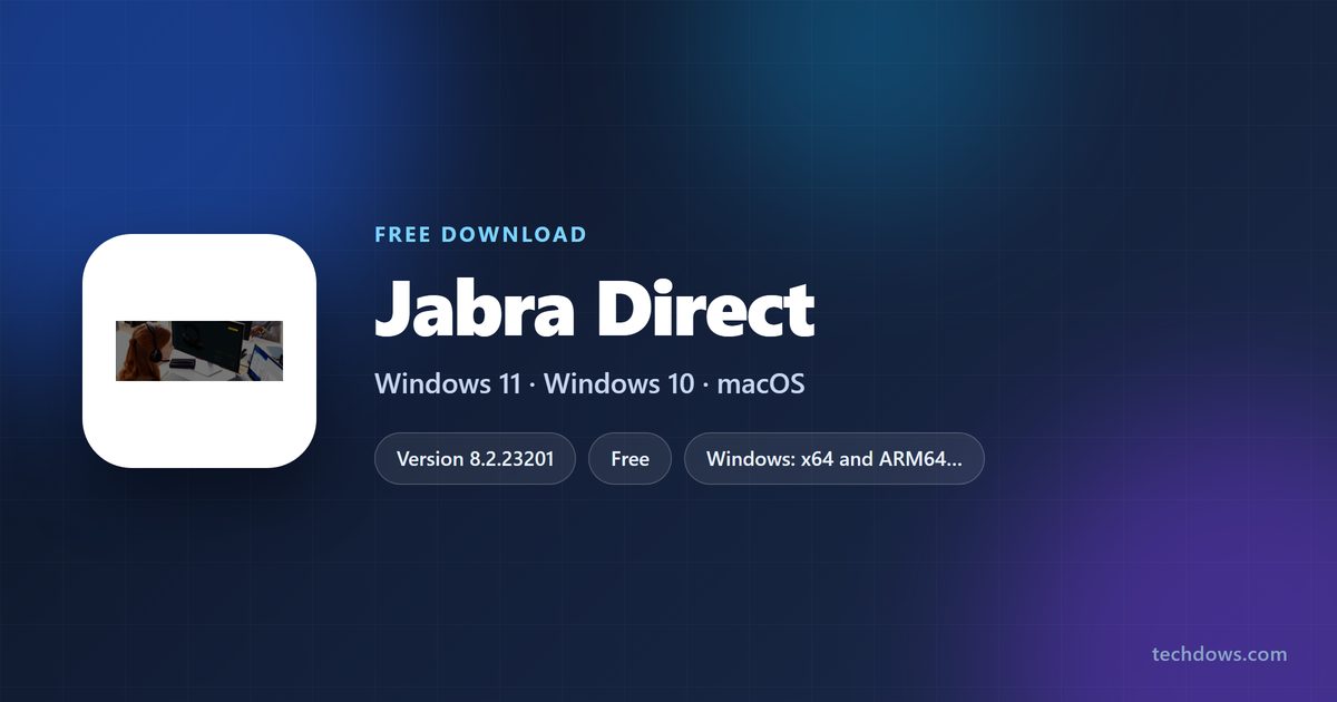 Jabra Direct spec card with version, systems and price