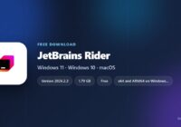 JetBrains Rider logo with version, size and supported systems