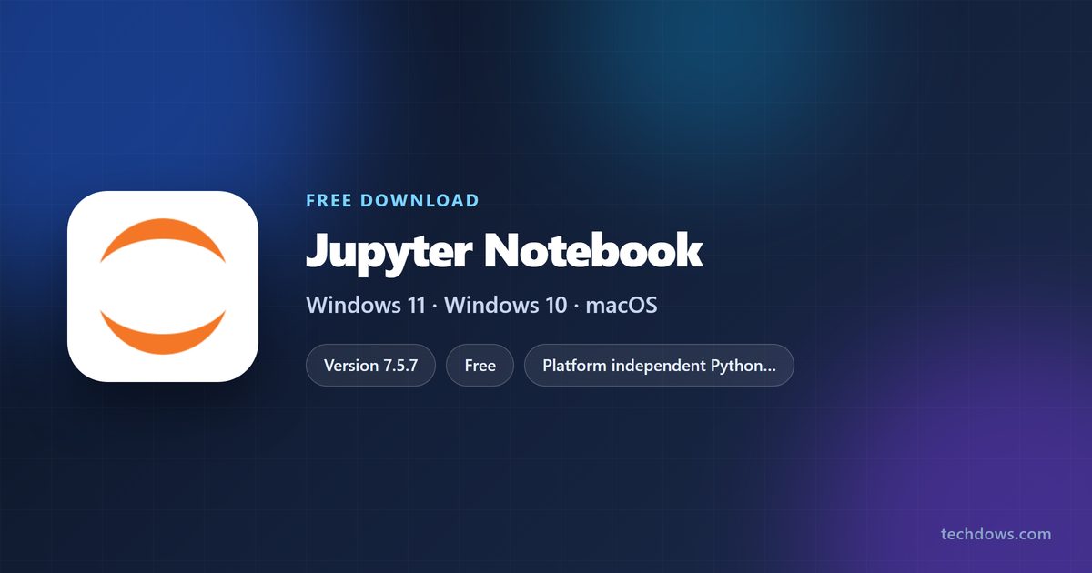 Jupyter Notebook card listing version, licence and supported systems