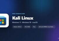 Kali Linux spec card with version, price and supported processors