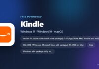 Kindle app logo with version, size and supported systems