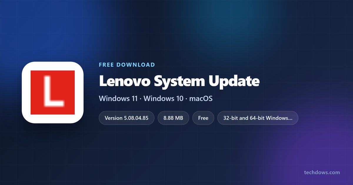Lenovo System Update card with version, file size and supported systems