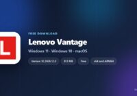 Lenovo Vantage card with version, download size and supported Windows