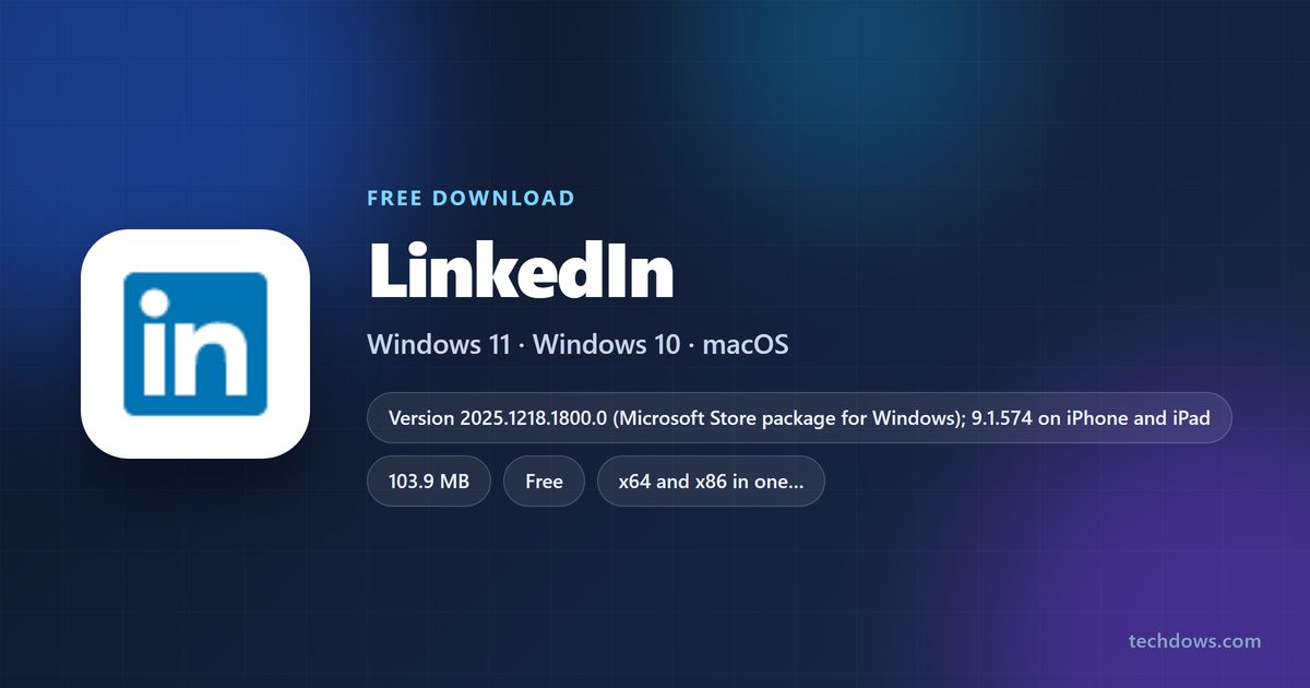 LinkedIn app size, price and supported systems