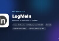 LogMeIn spec card listing version, license, download sizes and supported systems