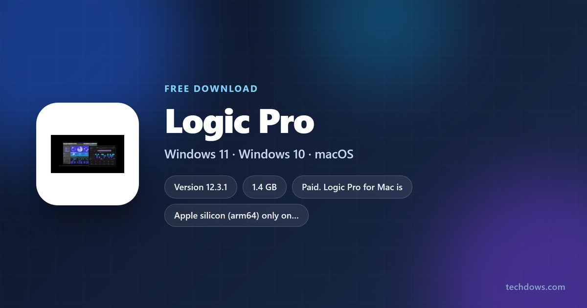 Logic Pro version, download size and supported systems at a glance