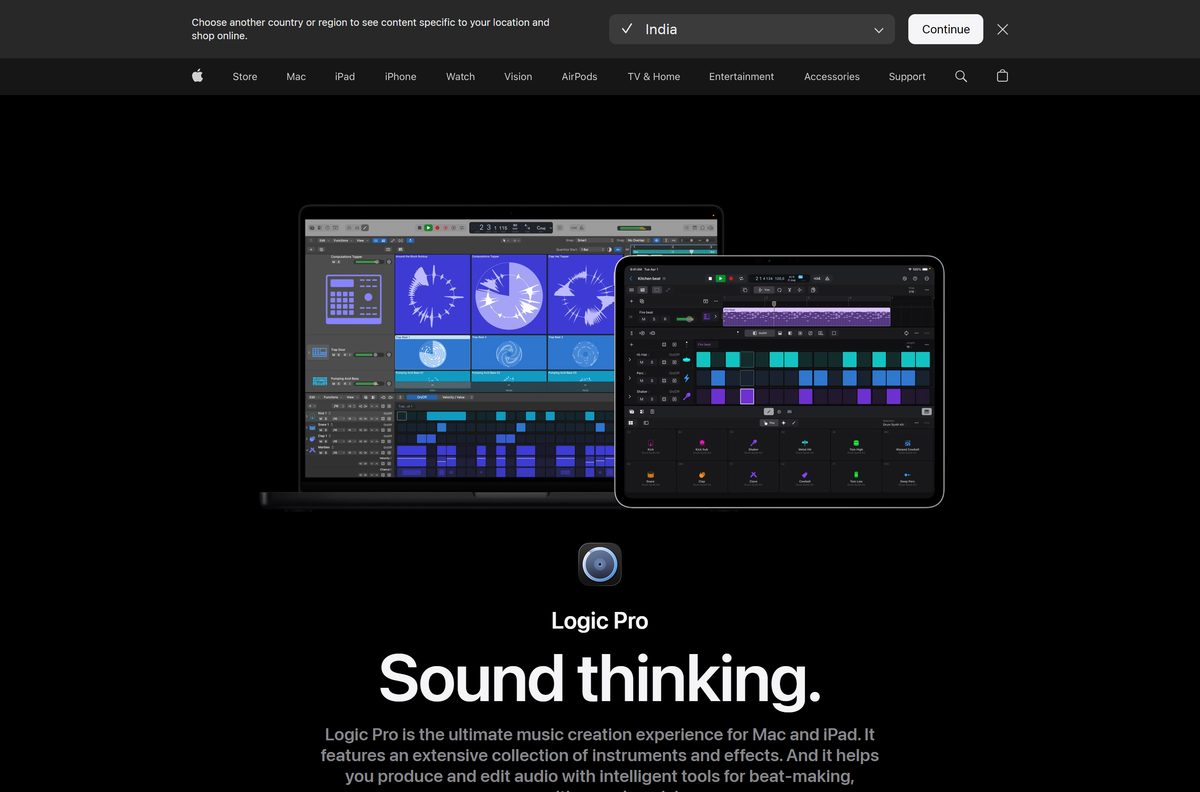 Product page on apple.com with the Try it free button