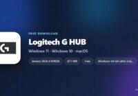 Logitech G HUB logo with installer size and supported systems