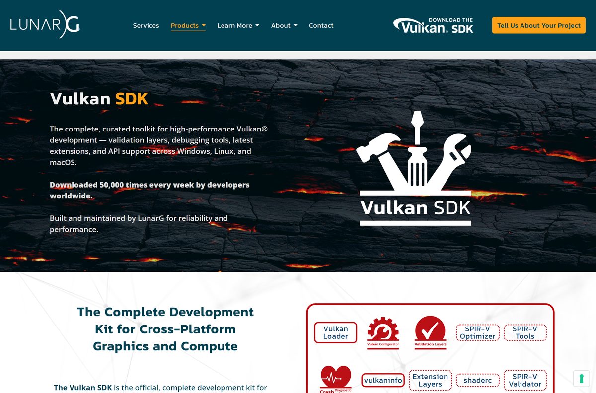 LunarG product page describing the Vulkan SDK components