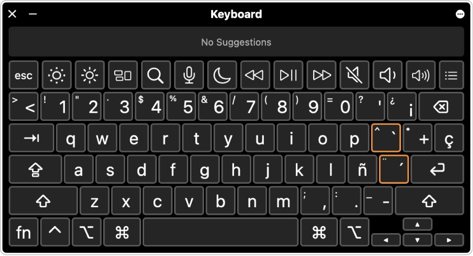Mac Keyboard Viewer displaying the Spanish keyboard layout on screen