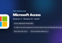 Microsoft Access spec card with version, price and supported Windows releases