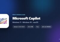 Microsoft Copilot icon beside version, download size and supported systems