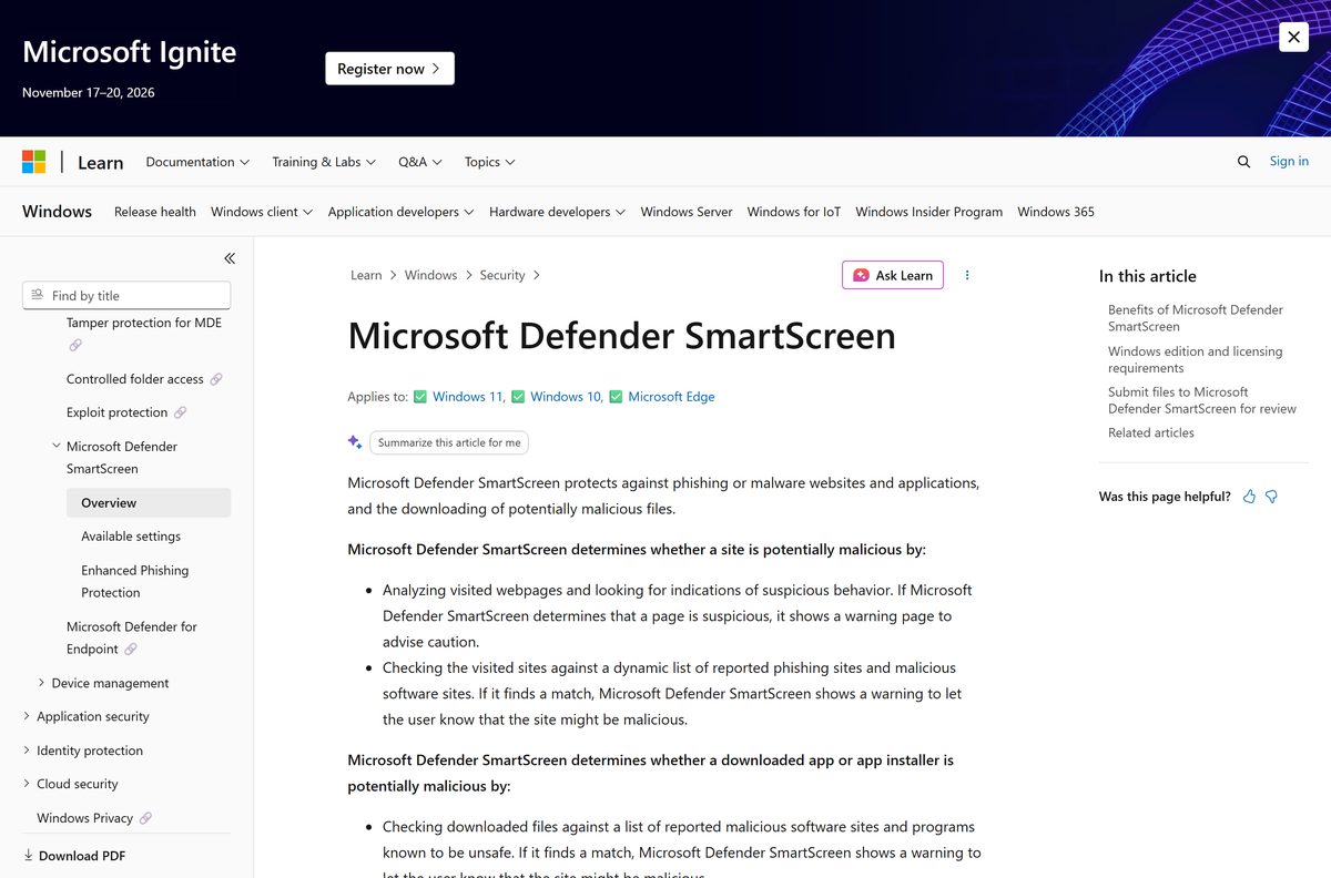 SmartScreen overview explaining warnings on a HyperX NGENUITY installer