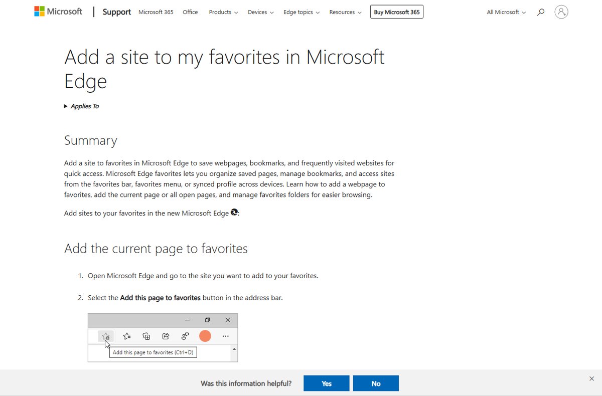 Microsoft Edge toolbar star button labeled Add this page to favorites