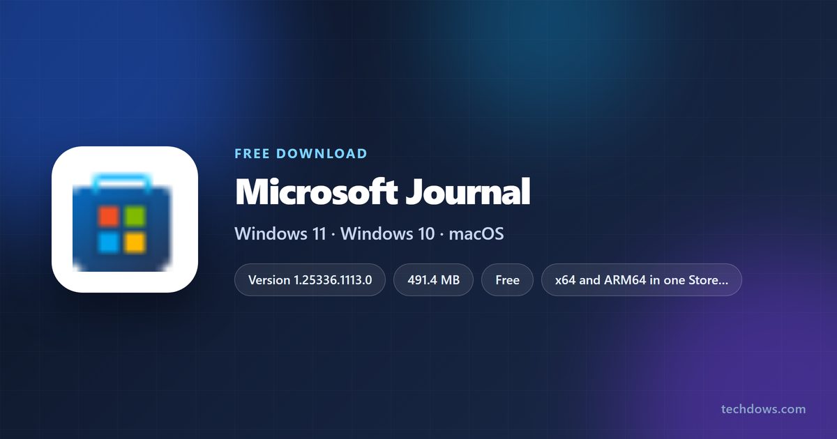 Microsoft Journal price, size, architecture and supported Windows versions