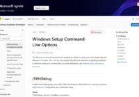 Microsoft Learn Windows Setup command-line options reference page listing setup.exe switches