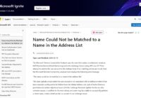 Microsoft Learn page explaining the address list name matching error
