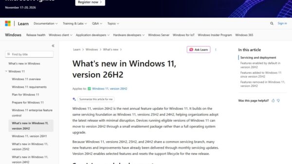 Windows 11 26H2 new features, changes and details