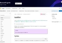 Microsoft Learn tasklist reference page showing the command's syntax box