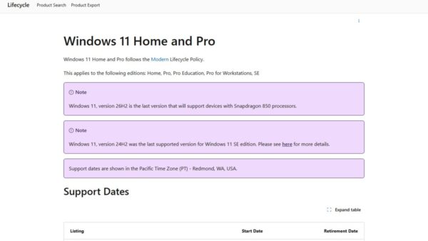 Windows 11 26H2 end of support date and servicing timeline