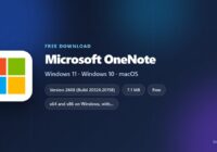 OneNote spec card with version, size and supported systems