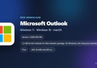 Microsoft Outlook logo with version, size and supported systems