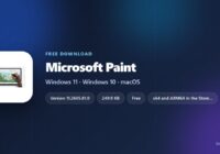 Microsoft Paint icon with version, download size and supported systems