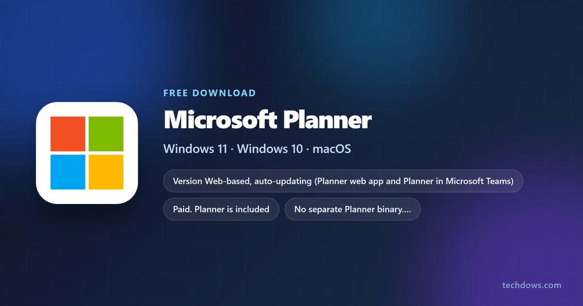 Microsoft Planner logo with price, platforms and supported systems