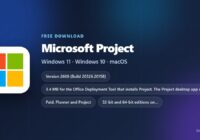 Microsoft Project spec card with version, price and supported Windows releases