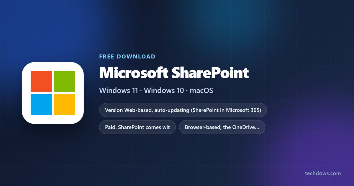 Microsoft SharePoint logo with price, platforms and supported systems
