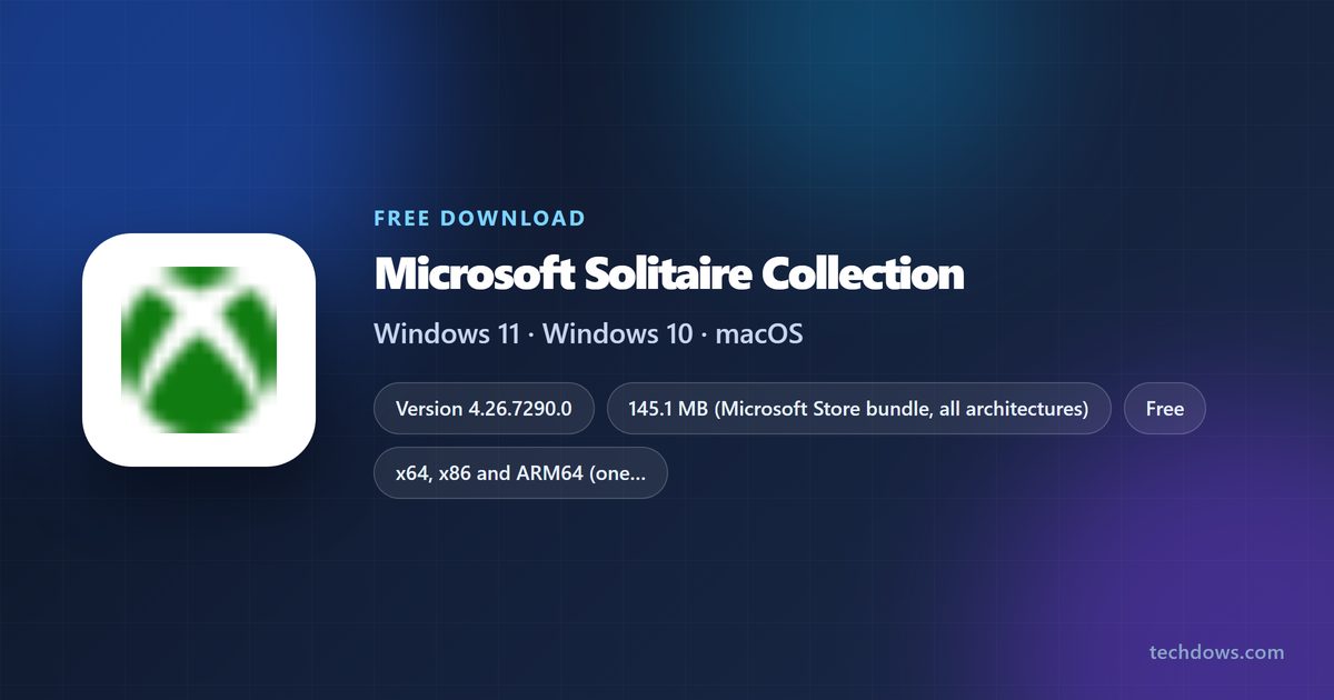 Microsoft Solitaire Collection version, price, size and supported systems