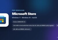 Microsoft Store logo with version, size and supported Windows releases